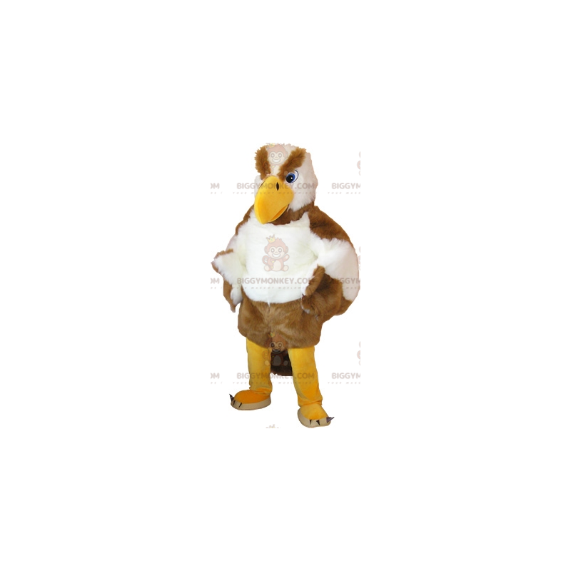 Traje de mascote de águia branca e marrom BIGGYMONKEY™ com