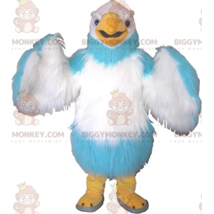 Traje de mascote de abutre branco e azul peludo BIGGYMONKEY™.