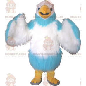 Costume de mascotte BIGGYMONKEY™ de vautour blanc et bleu