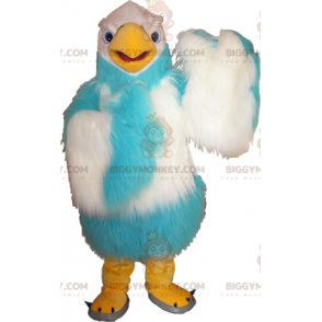 BIGGYMONKEY™ Furry White and Blue Vulture maskottiasu. Eagle