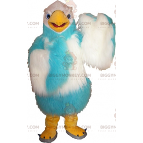 Traje de mascote de abutre branco e azul peludo BIGGYMONKEY™.