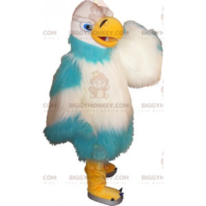 Disfraz de mascota de buitre blanco y azul peludo BIGGYMONKEY™.