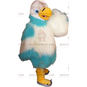 BIGGYMONKEY™ Furry White and Blue Vulture Mascot Costume. Eagle