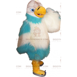 Kostým maskota BIGGYMONKEY™ Furry White and Blue Vulture.