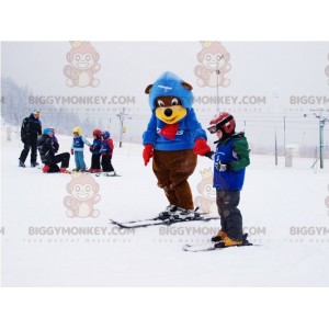 BIGGYMONKEY™ costume da mascotte di orso marrone e giallo in