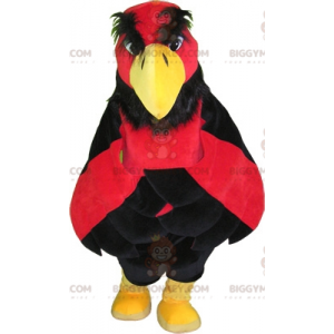Kostium maskotki czerwono-czarno-żółtego ptasiego sępa