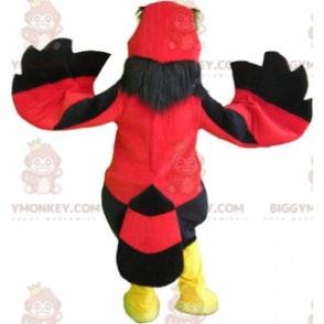 Kostium maskotki czerwono-czarno-żółtego ptasiego sępa