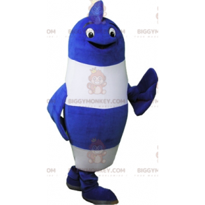 Zeer grappig BIGGYMONKEY™-mascottekostuum met blauwe en witte