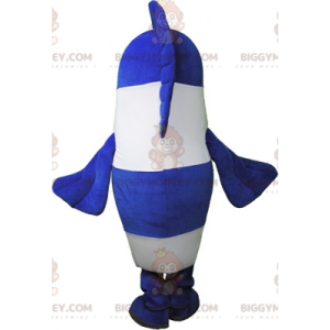 Costume da mascotte BIGGYMONKEY™ pesce blu e bianco molto