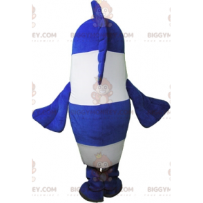 Disfraz de mascota BIGGYMONKEY™ de pez azul y blanco muy