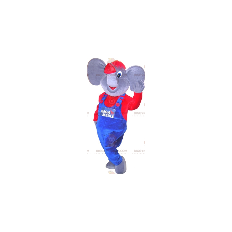 Costume da mascotte BIGGYMONKEY™ Elefante grigio e rosso