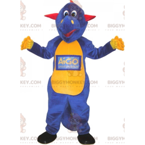 BIGGYMONKEY™ Rood, Geel en Blauw Draak Dinosaurus Mascotte