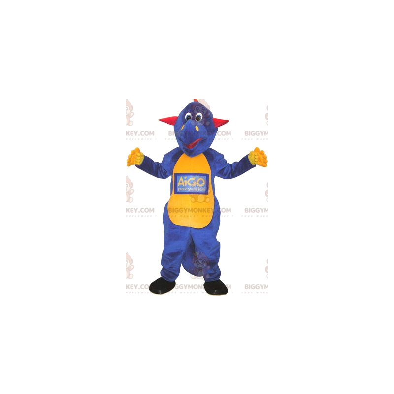 BIGGYMONKEY™ Rood, Geel en Blauw Draak Dinosaurus Mascotte