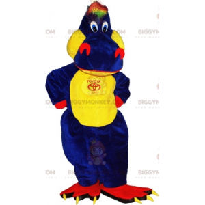 BIGGYMONKEY™ costume da mascotte di drago rosso giallo e blu.
