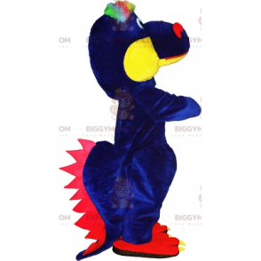 BIGGYMONKEY™ maskotkostume af rød gul og blå drage. Dinosaur