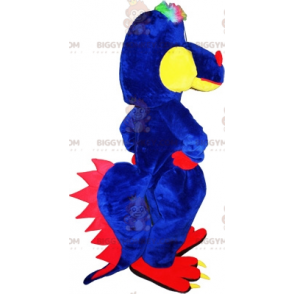 BIGGYMONKEY™ maskotkostume af rød gul og blå drage. Dinosaur