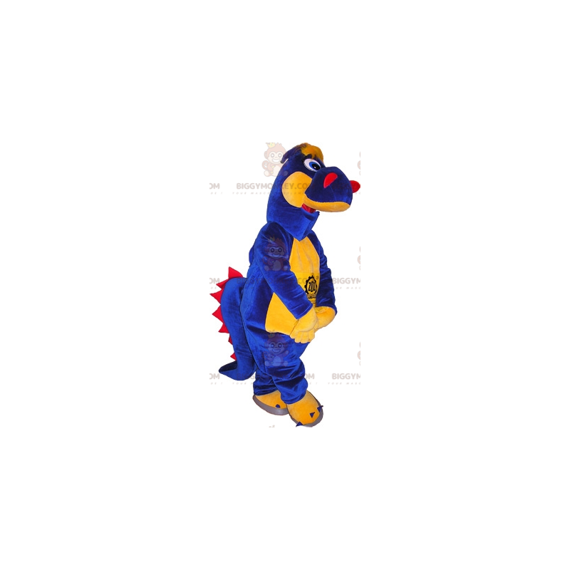 Trefarvet dinosaur BIGGYMONKEY™ maskotkostume. Drage
