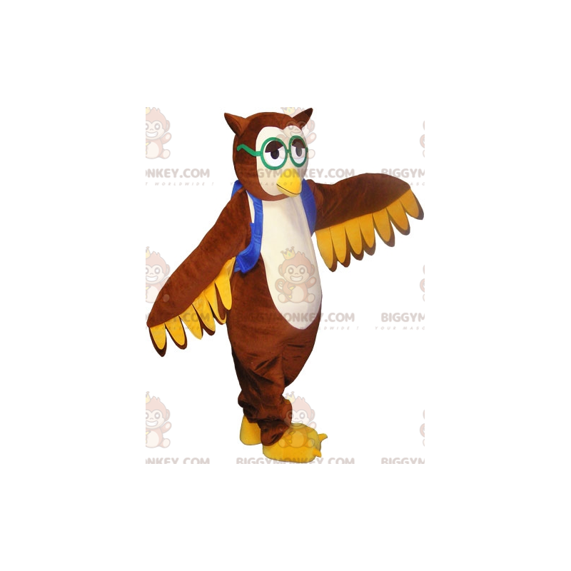 Brown Owl Owl Mascot Costume BIGGYMONKEY™ med glasögon -