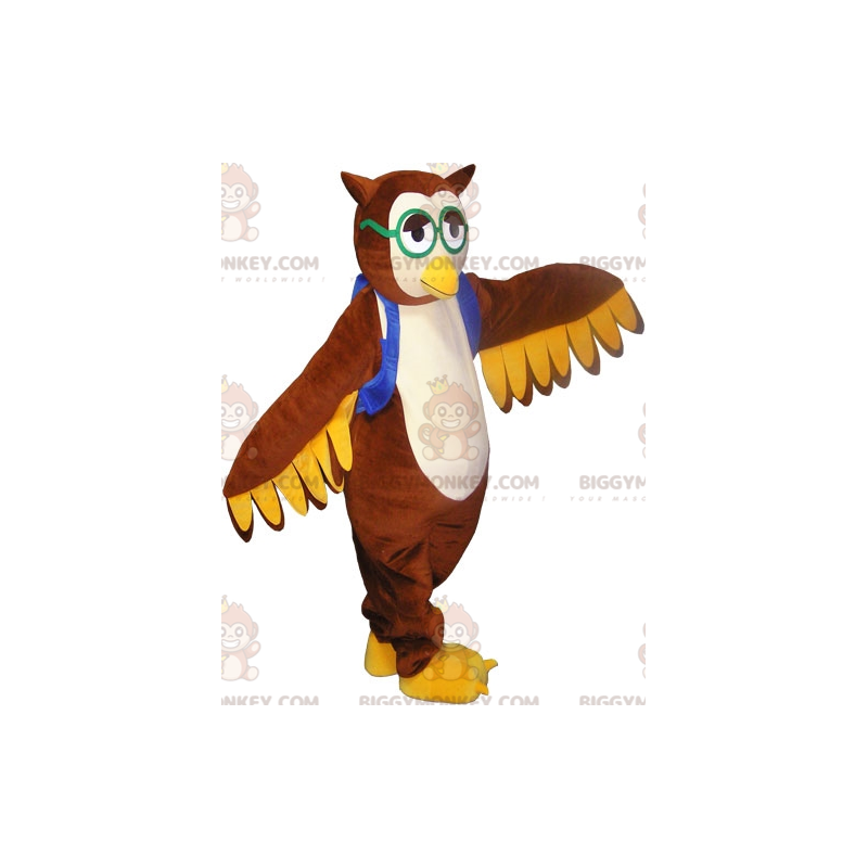 Brown Owl Owl Mascot Costume BIGGYMONKEY™ with Glasses –