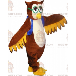 Costume da mascotte gufo gufo marrone BIGGYMONKEY™ con occhiali