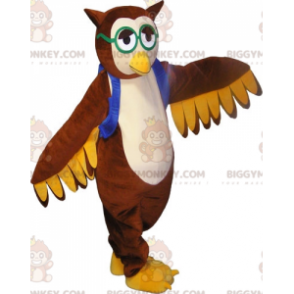 Brown Owl Owl Mascot Costume BIGGYMONKEY™ med glasögon -