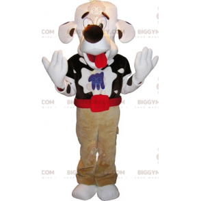 Costume de mascotte BIGGYMONKEY™ de chien blanc et marron.