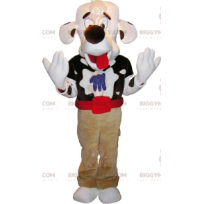 Hvid og brun hund BIGGYMONKEY™ maskotkostume. hundekostume -