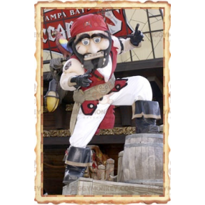 Pirate BIGGYMONKEY™ maskotdräkt i traditionell vit och röd