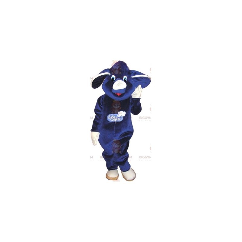Costume de mascotte BIGGYMONKEY™ d'éléphant bleu et blanc doux