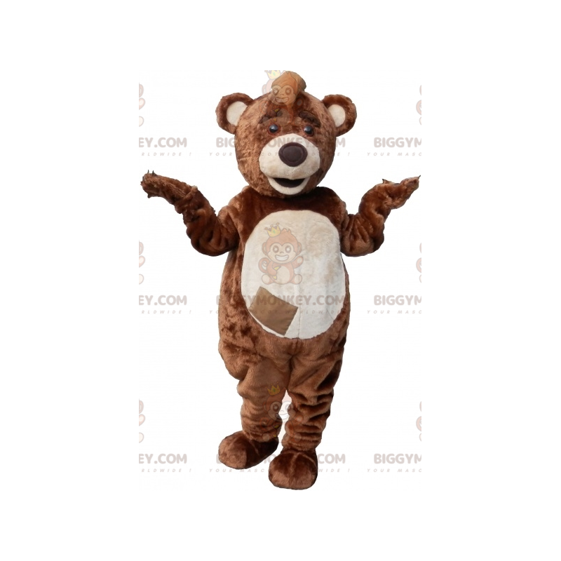 Costume de mascotte BIGGYMONKEY™ de nounours marron et blanc