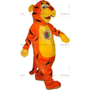 Oranje, gele en zwarte tijger BIGGYMONKEY™ mascottekostuum.