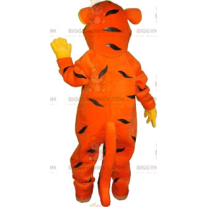 Orange gul og sort tiger BIGGYMONKEY™ maskot kostume. Farverigt