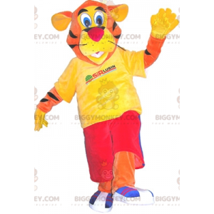 BIGGYMONKEY™ Tijger-mascottekostuum gekleed in sportkleding.