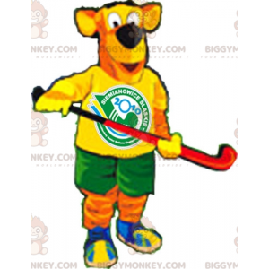 Costume de mascotte BIGGYMONKEY™ de chien orange et jaune en