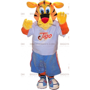 BIGGYMONKEY™ Basketball-Tiger-Maskottchen-Kostüm. Sport Tiger