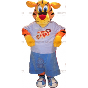 Costume da mascotte tigre da basket BIGGYMONKEY™. Costume da