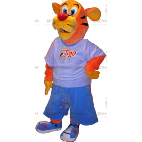 Costume da mascotte tigre da basket BIGGYMONKEY™. Costume da