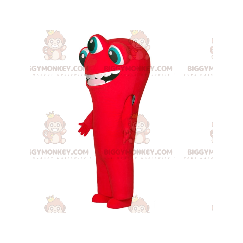 Red Alien BIGGYMONKEY™ Mascot Costume with 3 Eyes and Big Mouth