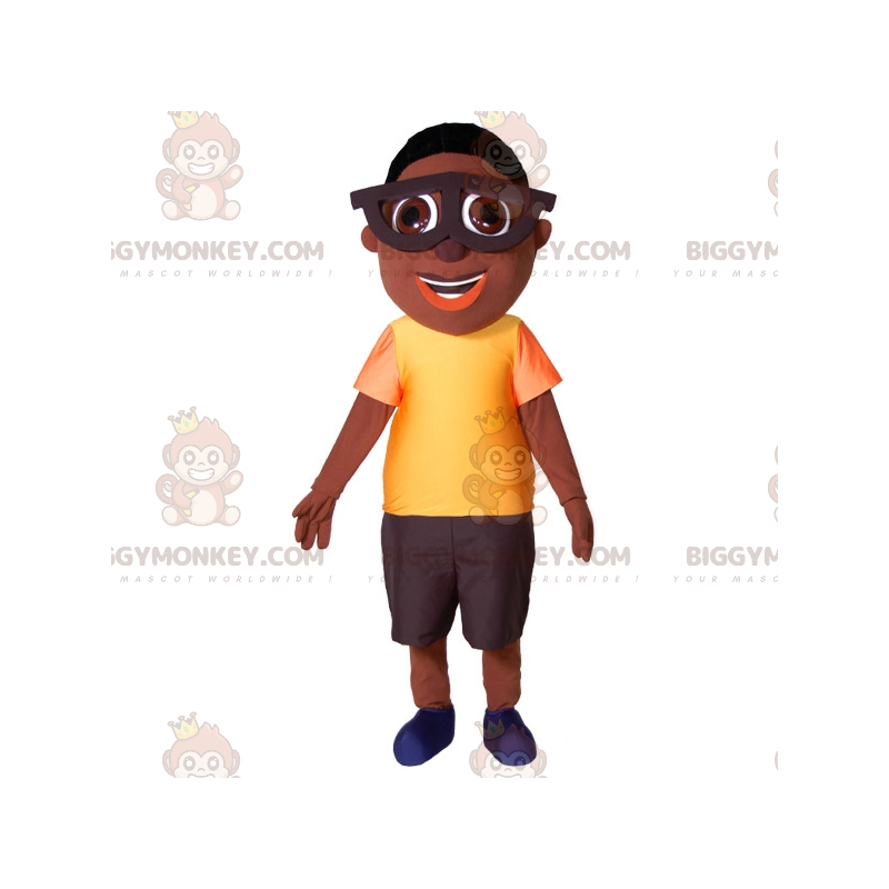 BIGGYMONKEY™ Kostým maskota mladého afrického chlapce s velkými