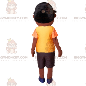 BIGGYMONKEY™ Young African Boy Mascot Costume With Big Glasses