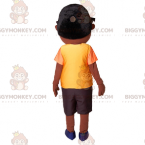 BIGGYMONKEY™ Ung afrikansk pojkemaskotdräkt med stora glasögon