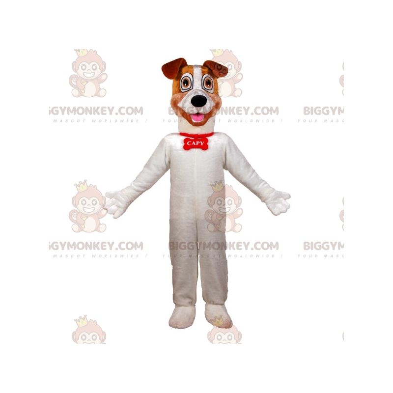 Traje grande de mascote de cachorro branco e marrom