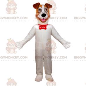 BIGGYMONKEY™ grande costume mascotte cane bianco e marrone.