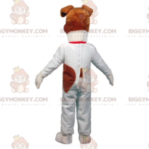 BIGGYMONKEY™ grote witte en bruine hond mascotte kostuum.