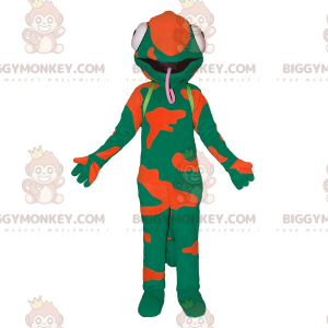 Stor tunga grön och orange kameleont BIGGYMONKEY™ maskotdräkt -