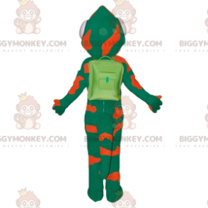 Traje de mascote camaleão Big Tongue verde e laranja