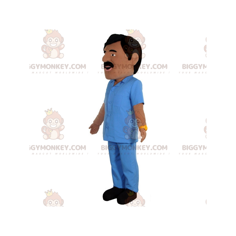 BIGGYMONKEY™ Costume da mascotte di uomo abbronzato baffuto