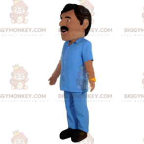 BIGGYMONKEY™ Costume da mascotte di uomo abbronzato baffuto