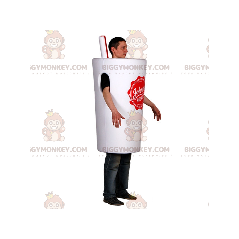 BIGGYMONKEY™ mascottekostuum van een witte beker met een