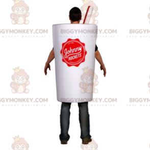 BIGGYMONKEY™ mascot costume of white goblet with a straw. drink